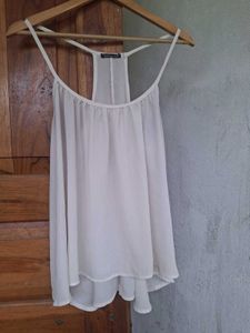 Sheer White Flowy Tank Top