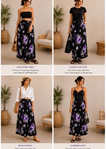 💜 Midnight Bloom Wrap Maxi Skirt