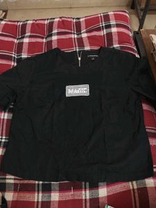 Black Cropped Graphic Top