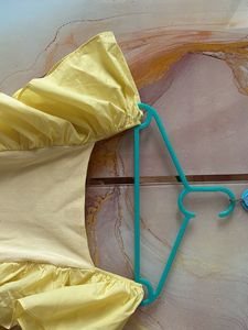 Yellow Puff Sleeve Crop Top