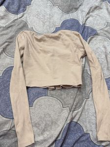 beige crop top