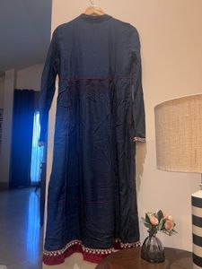 Elegant Navy Blue Kurta with Red Trim - Ritu Kumar