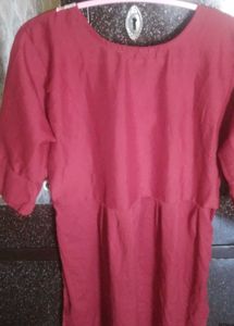 Maroon Kurta with Embellished Neckline