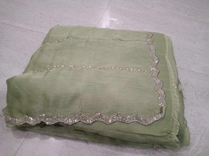 Elegant Green Sequined Saree