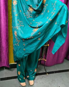 Elegant Teal Embroidered Dupatta &amp; Pant Set