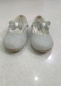 Sparkly Silver Flats with Bow