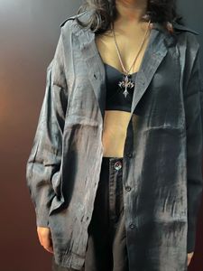 Oversized Black Georgette Shirt