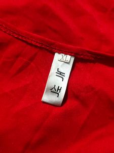 10J6. Stunning Red Ruched Long Sleeve Dress