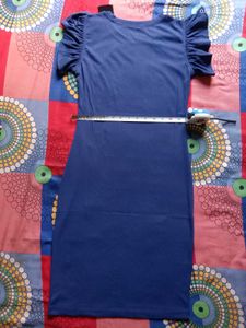 Navy Blue Flutter Sleeve Dress