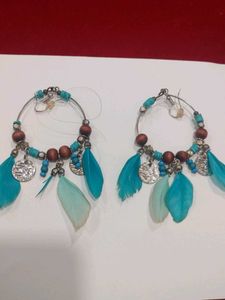 Boho Feather Hoop Earrings