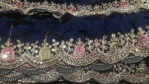 Lace cut work  navy blue colour