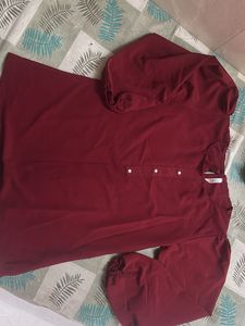Maroon Kurta Set with Balloon Sleeves