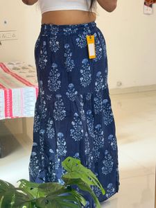 Blue Block Print Ethnic Skirt