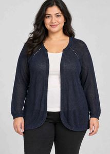 Chic Navy Blue Knit Cardigan