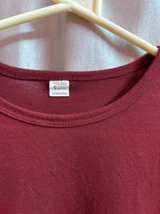 Maroon Long Sleeve Top with White Stripes