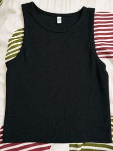 black sleeveless top