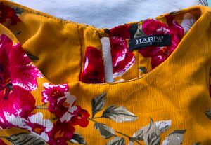 Vibrant Floral Print Yellow Midi Dress