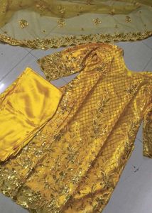 pakistani Yellow Kurta Set with Dupatta