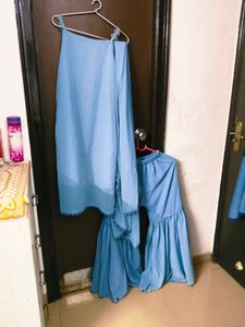 Elegant Sky Blue Sharara Set