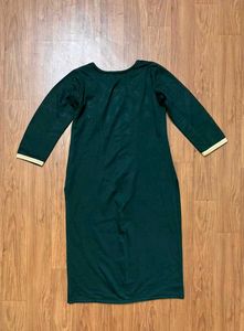Dark Green Embroidered Winter Kurta