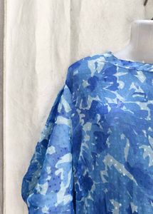 Blue Floral Print Midi Dress