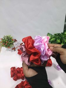 Colorful Satin Scrunchie Set 4 KPc Midum Size