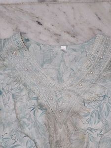 Light Blue Floral Kaftan Top