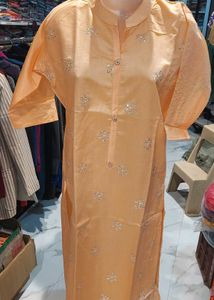 Peach Embroidered Kurta