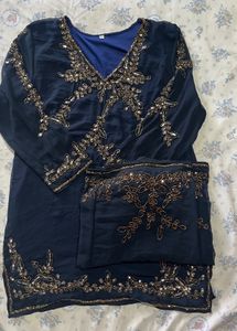 Embellished Navy Blue Kurta