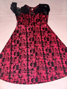 Red &amp; Black Print Dress