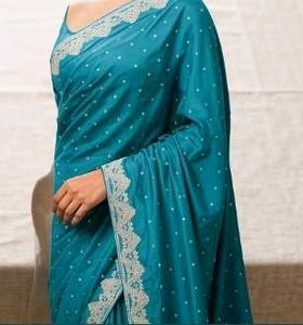 Elegant Teal Georgette Saree
