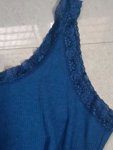 Blue Lace Trim Camisole Top