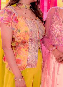 Vibrant Yellow Palazzo Pants and kurta set