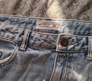 pull&amp;bear Light Wash Wide Leg Jeans