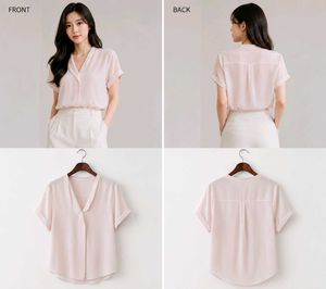 Elegant Women's Short Sleeve V-Neck Blouse