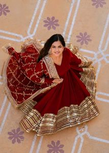 Elegant Maroon Anarkali Set with Dupatta
