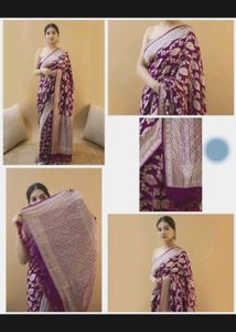 Purple 💜 Beautiful Soft Lichi Pattu Silk Saree