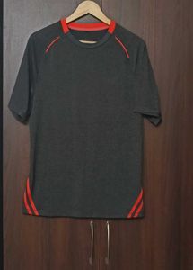 Men's Dark Grey &amp; Red Sports T-Shirt