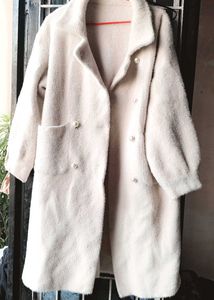 Creamy woolen korean coat