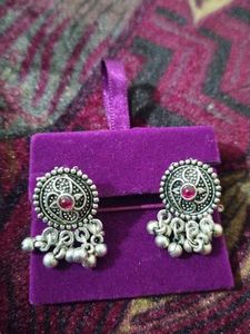 Oxidised Silver Jhumka Earrings