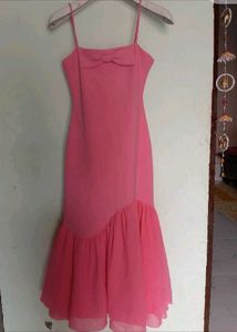 Chic Pink Bow Detail Maxi Dress