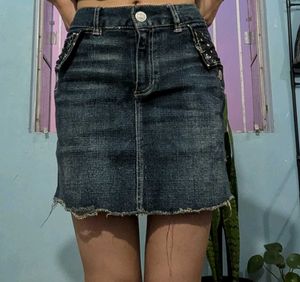 Cute Embellished Denim Skirt