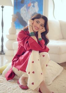 Elegant Red Kurta with Printed Palazzos