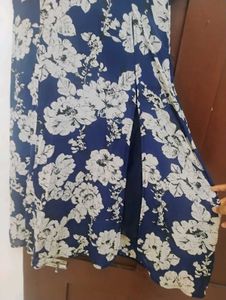 Blue Floral Print Midi Dress