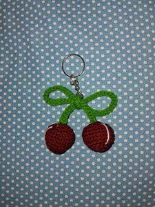 Handmade Crochet Cherry Keychain