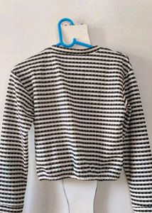 Striped Long Sleeve Cropped Top