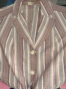Striped Crop Top - Long Sleeve