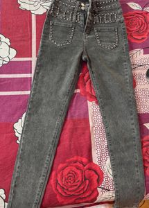 Studded Grey Skinny Jeans