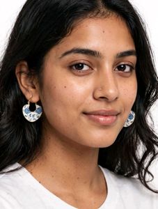 Beautiful Blue Floral Hoop Earrings