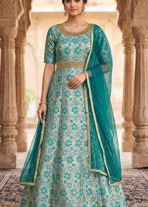 Beautiful Floral Ethnic Gown with net dupatta